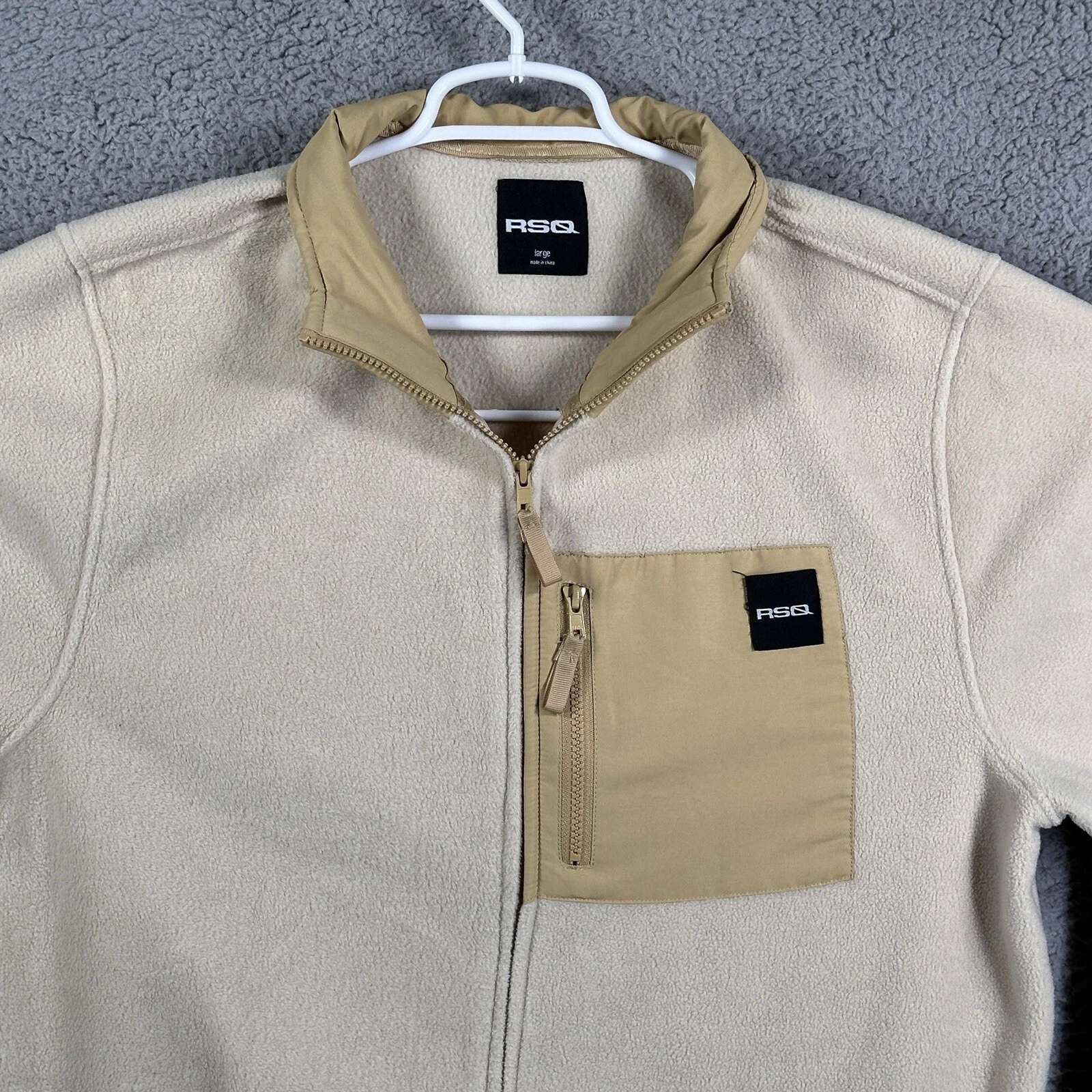 VETEMENTS RSQ Giacca Uomo Taglia Large Beige Pile Full Zip Outdoor Felpa Casual