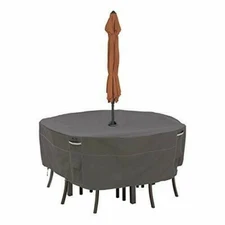 Classic Accessories Ravenna Water-Resistant 60 Inch Round Patio Table & Chair Se