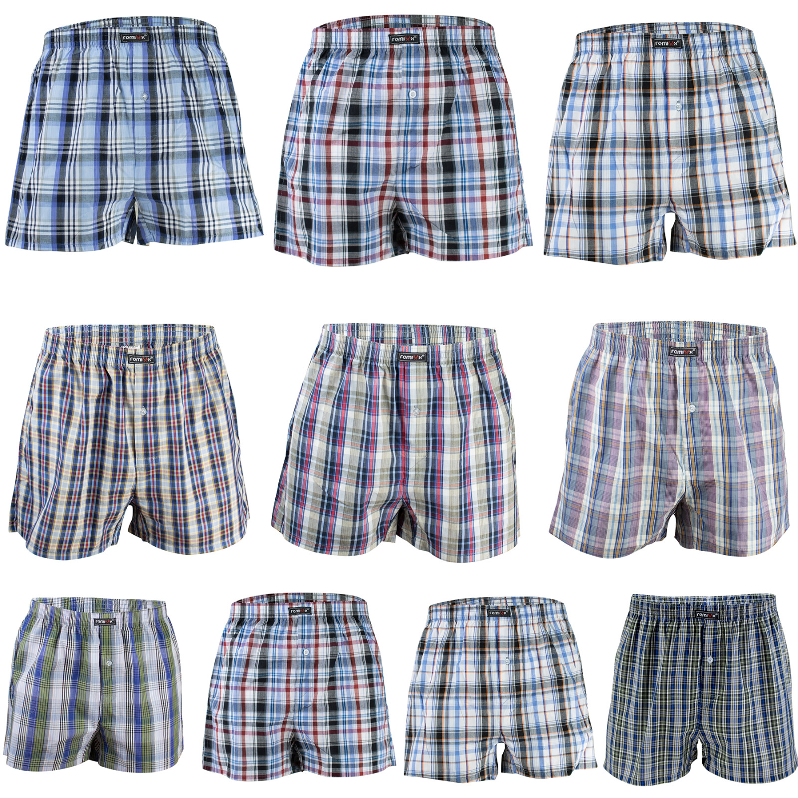 REMIXX Herren American Boxershorts Karo 100% Baumwolle 4er 10er 20er Set 3