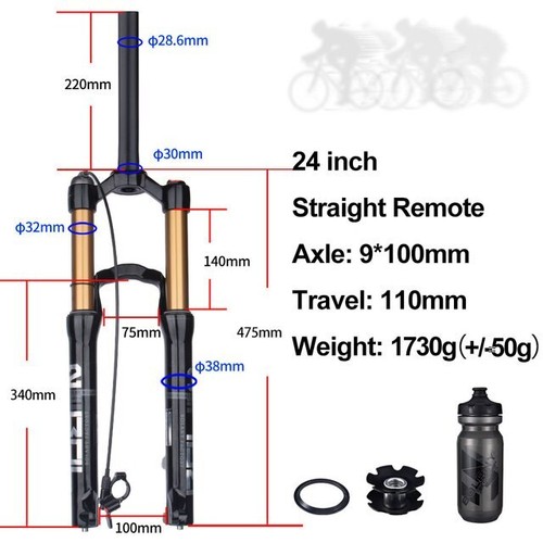 20/24inch MTB Bicycle Fork Barrel Shaft Resilience Front Suspension Air Fork - Picture 10 of 30