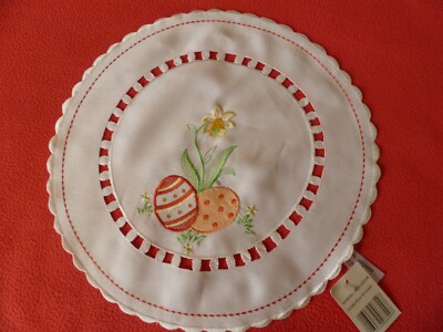 Tischdeckchen Oster-deckchen Eier Deckchen OSTERN Crem-Weiß Ø30cm