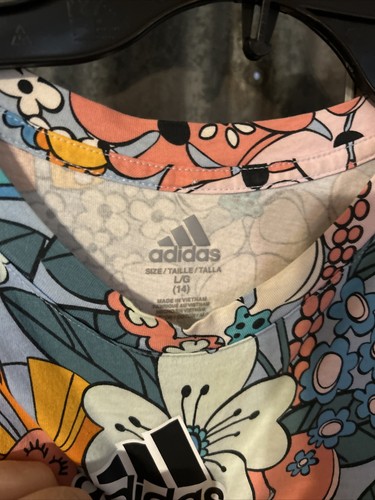 Adidas Floral Cotton Shirt - Girl's Size L - Picture 3 of 9