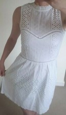 Nasty Gal Dolce Vita Cotton White Lace Embroidered Knee Length Summer Dress S