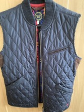 Womens Joules Blue Royal Padded Gilet, Zip,tartan Lining, Zip/pockets, Size 12