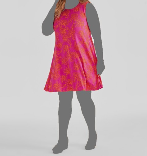 Style & Co. Damen rosa Blumen Rundhalsausschnitt ärmellos A-Linie Kleid Plus Größe 1X