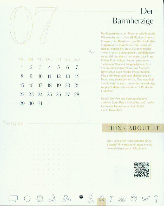 Jugend-Kalender 2024 für Jugendliche und junge Erwachsene weiß/grau 