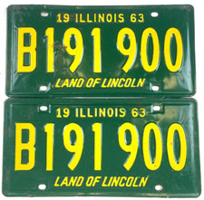 Vintage Illinois 1963 Truck License Plate Set Pair B191 900 Garage Wall Decor