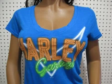 S nwt Woman's HARLEY DAVIDSON V-Neck *Neon Sign* dyed Slub Tee Shirt Top
