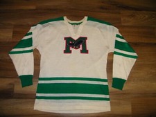 VINTAGE 1953 GAME USED MARKHAM WOOL HOCKEY JERSEY W/REPAIRS O.R.H.A.CHAMPS,SZ-46