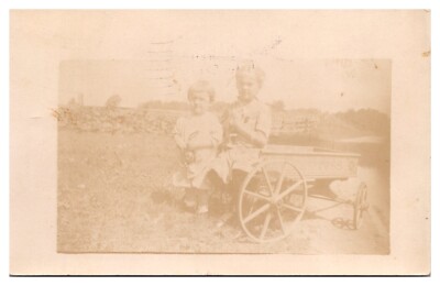 RPPC Wagon Buddies, Boy & Girl, Express Wagon, SOLIO, c. 1903-1920