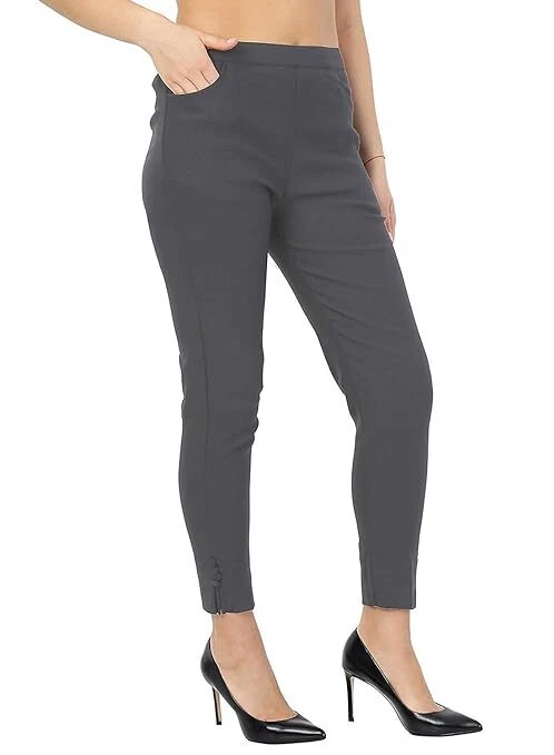 Mujer Regular Confort Corte Slim Pantalones Tobillo Longitud Algodón Recto - Imagen 2 de 4