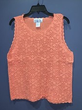 Womens Large Sweater Tank, Pink Crocheted Lace, Vintage BFA Classics, NEW
