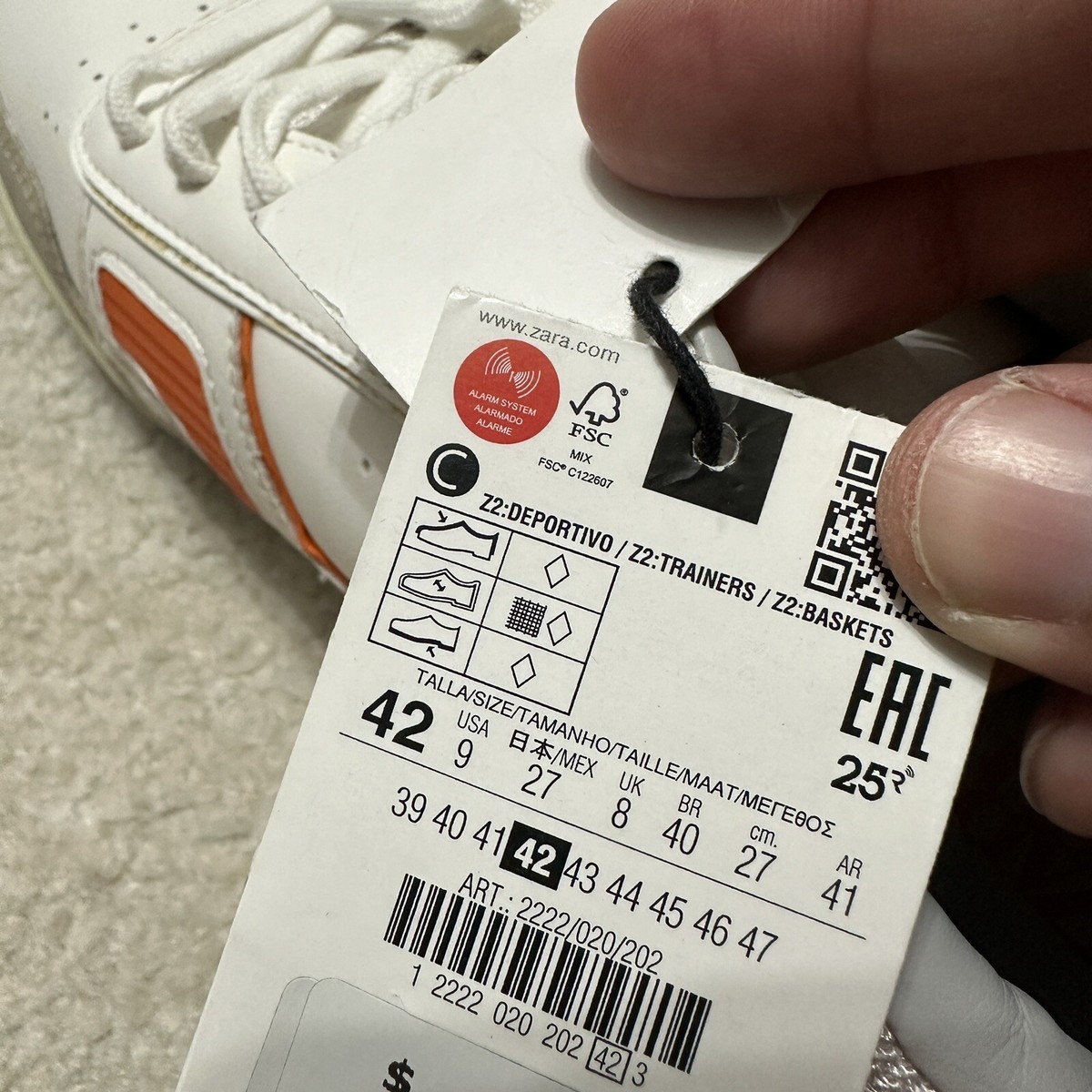 NWT Zara Z2 Trainers Men's 42 US 9 Multicolor Off White