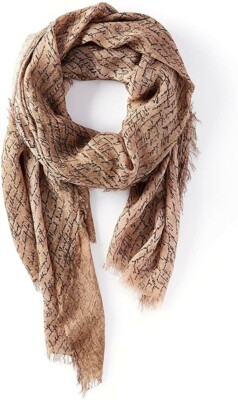 Woman's Fashion Script Designer Scarf - 100% Made in Italy - Beach Wrap/Scarf 