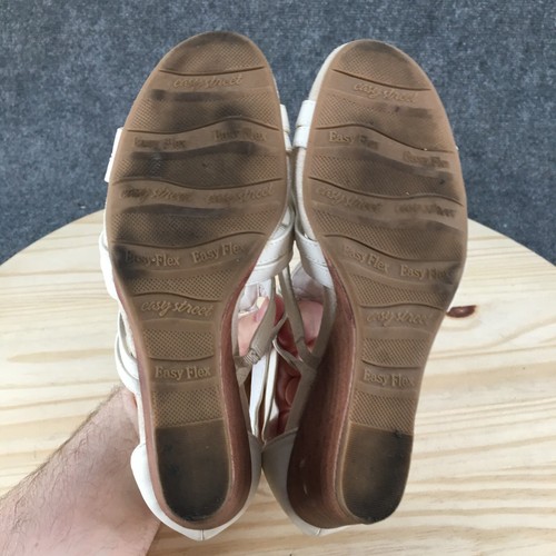 Sandali Easy Street donna 8,5 M cinturino bianco ecopelle zeppa casual perline - Foto 8 di 18