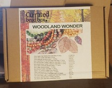 Curated Bead Box "Woodland Wonder" NIB, opened Jewelry kit. Green, brown glass