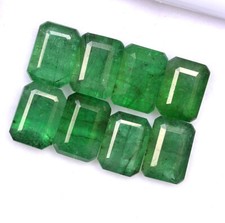 7x5 mm Certified Natural Emerald Octagon Cut Lot 08 Pcs 8.52 Cts Loose Gemstones