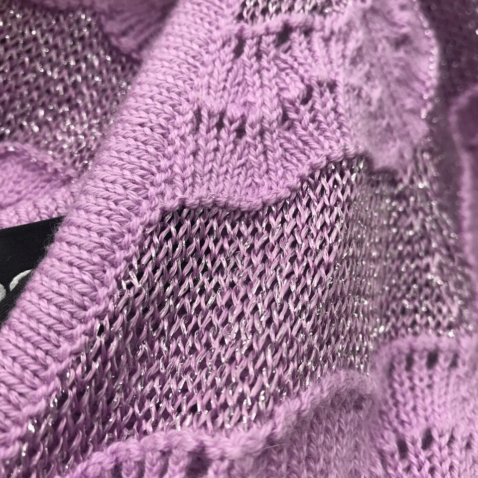 Suéter BEBE Lavanda Acanalado Tejido Cuello en V Elastizado Mangas Pointelle || Mediano Foto 4 de 4