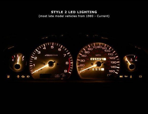 AMBER 4-Point BA9 Style LED Replacement Instrument Cluster Gauge Bulb - Picture 3 of 4