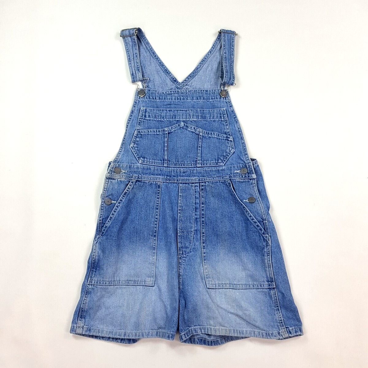 Vintage 90s Faded American Eagle Womens Size XS Jean Shorts Denim Overalls  Bibs