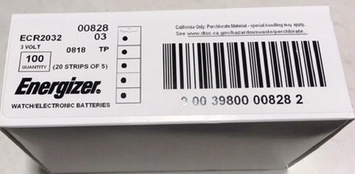 1000(Ten boxes of 100)  ENERGIZER CR2032 WATCH BATTERIES 3V LITHIUM --EXP 2036 - Picture 1 of 3