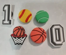 Shoe Charms for Crocs Bracelets Sports Baseball Basketball Tennis 6 pieces