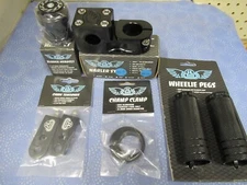 SE Bikes BMX Mix Lot-Pegs, Narler, Eluder Headset, Champ Clamp, Tensioner-Black