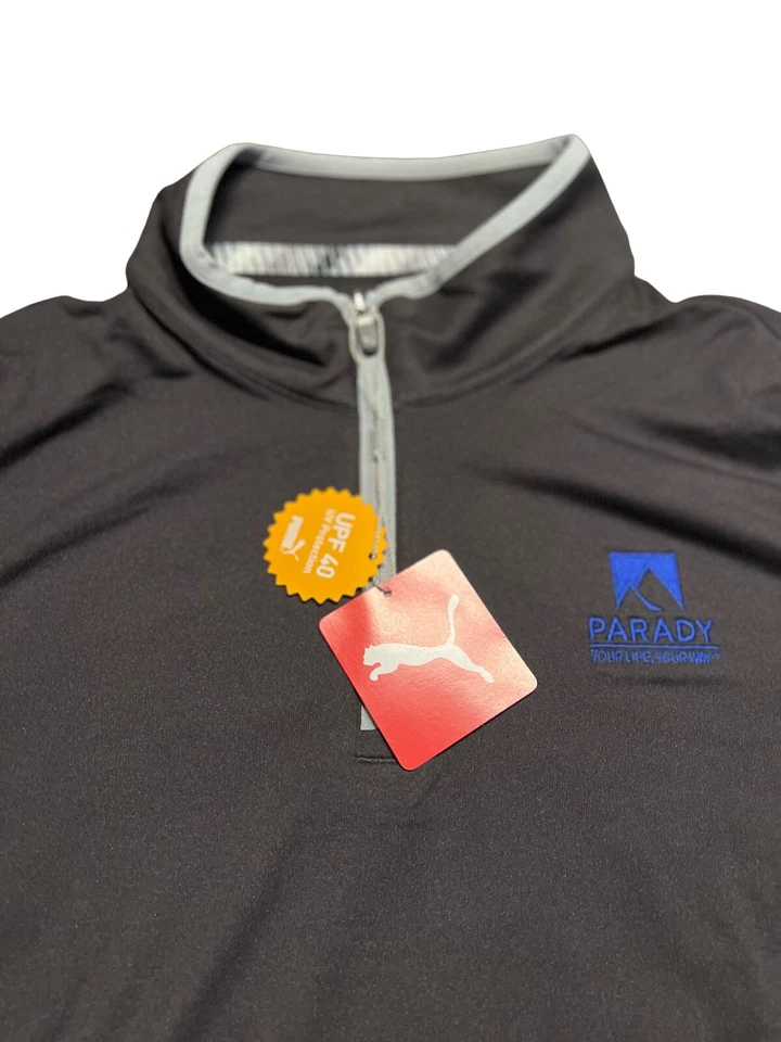 Nuevo con etiquetas Pullover Puma Rotation Golf 1/4 Cremallera Negro con Logotipos Para Hombres Talla X-Grande XL Foto 2 de 3
