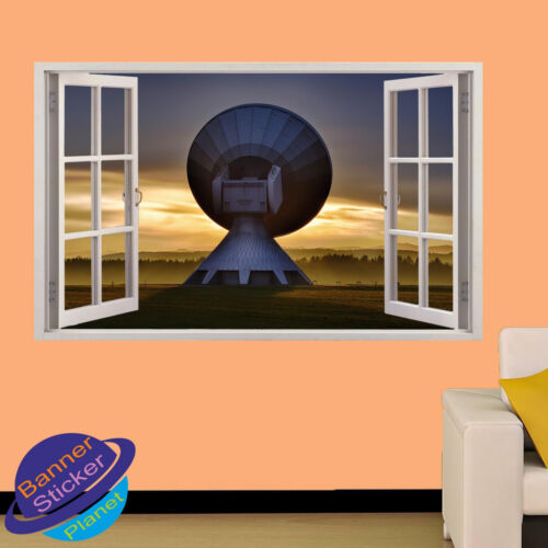 COMMUNICATION SATELLITE SIGNAL DISH 3D WALL STICKER ROOM DECOR DECAL MURAL YK4 - Picture 1 of 3