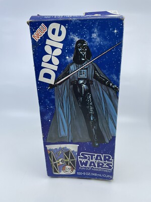 Vintage STAR WARS Dixie Cups Paper Cup 1980 80's Almost Full Box Darth Vader USA