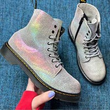 Dr. Martens 1460 Pascal Rainbow Iridescent Combat Boots Size 6 Women's