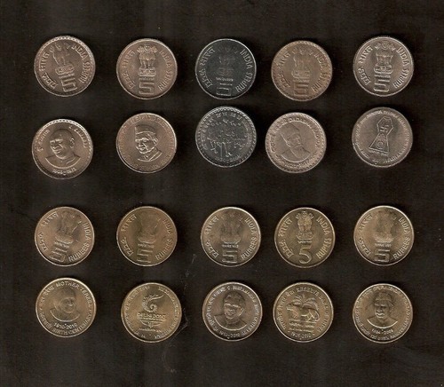SET INDIA 5 RUPEES x 10 Different 2003-2010 Commemorative UNC COIN COLLECTION - Picture 3 of 5