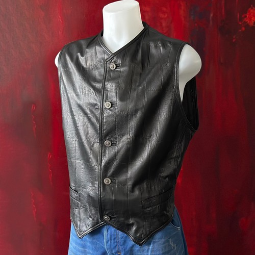 GIANNI VERSACE Black Alligator Embossed Leather Vest size 54, from S/S 1996 - Picture 9 of 15