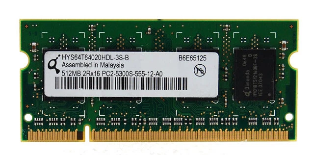 HP 441405-001 512MB PC2-5300 DDR2 SODIMM Memory Module HYS64T64020HDL-3S-B-2 - Image 2 of 4
