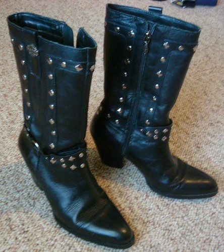 Harley Davidson Botas De Cuero-Zapatos de cremallera Tachonado-Para Mujer  Talla 6.5 - D81809 | eBay