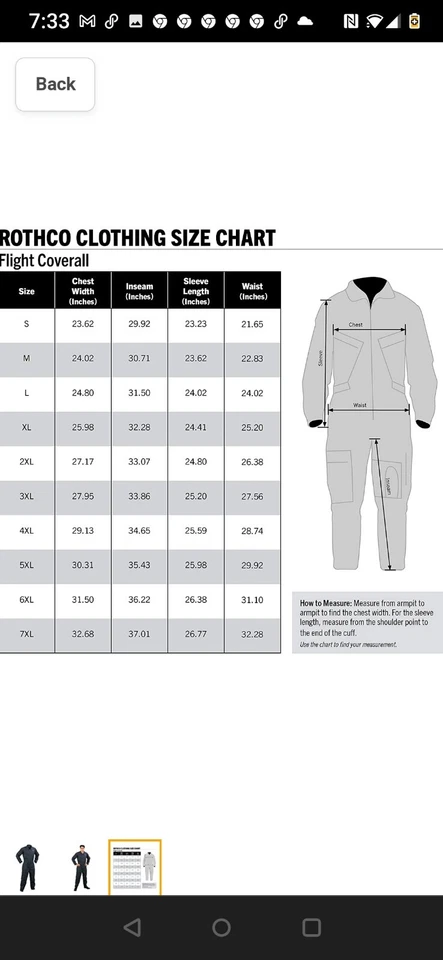 Mono de hombre Rothco militar azul marino (7503), 3XL trajes de vuelo Foto 4 de 4