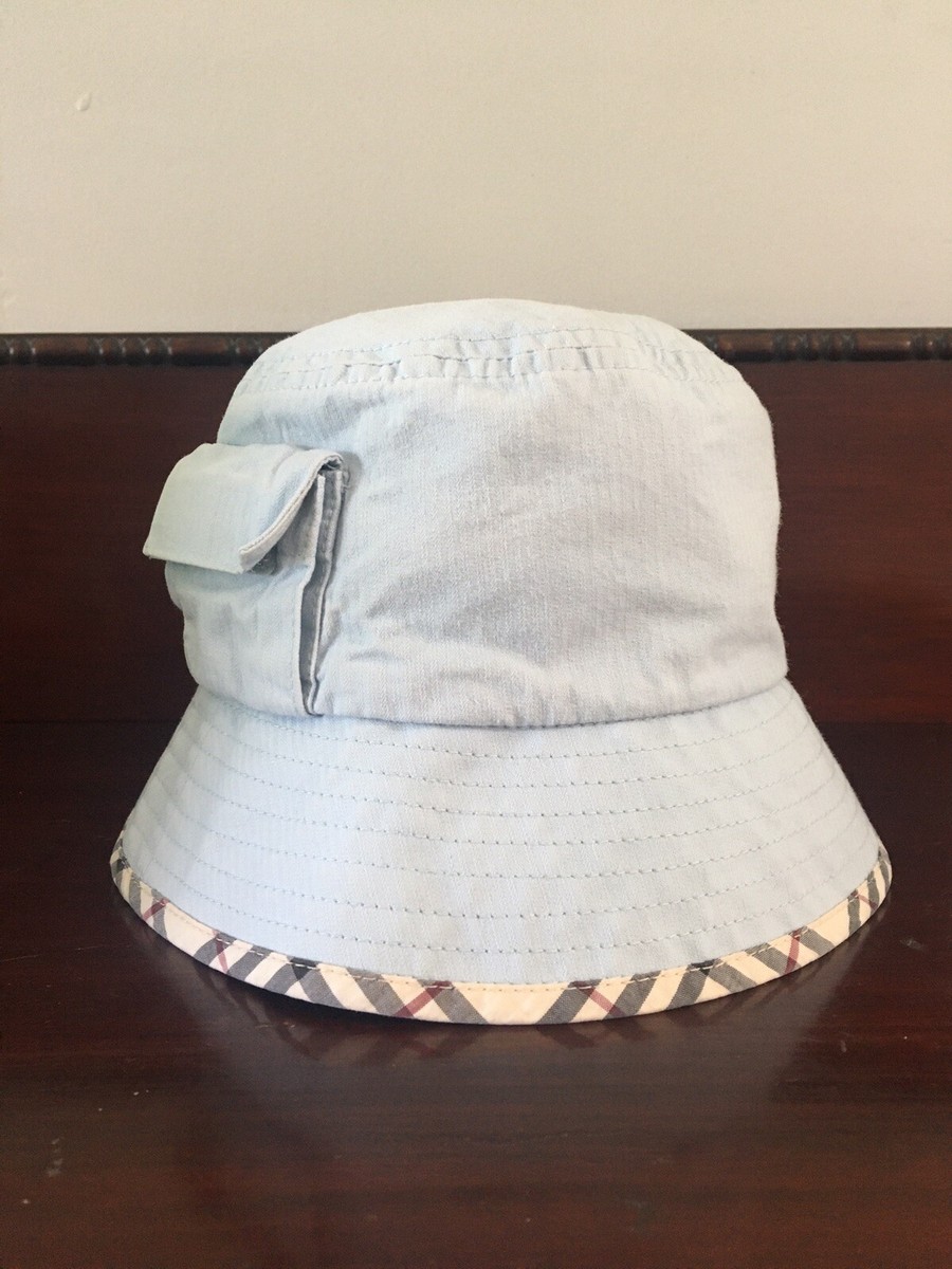 帽子 Burberry 2 PANEL BUCKET HAT XL Burberry Powder Blue Nova Check Trim Bucket Hat Baby Size 46 | eBay