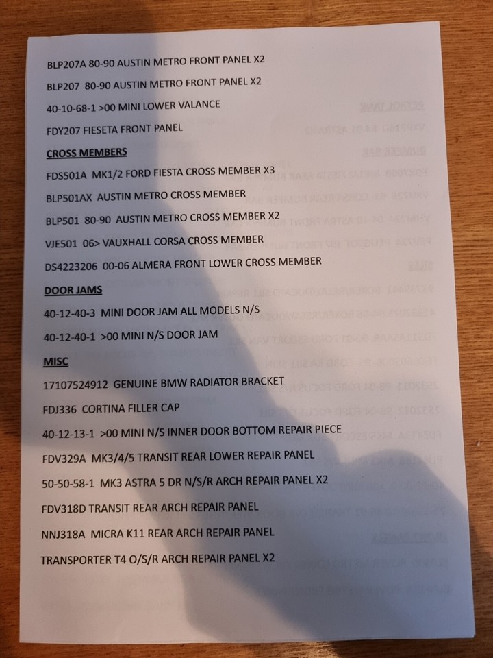 job Lot 400+ car body panels ford vauxhall austin vw renault citroen eBay