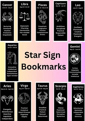 Cosmic Star Sign Bookmarks*Zodiac*BIRTHDAY*XMAS GIFT*NOVELTY BOOK MARK