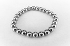 8.5" Men'S Silver Hematite 8mm Beaded Stretch Bracelet New *Usa*