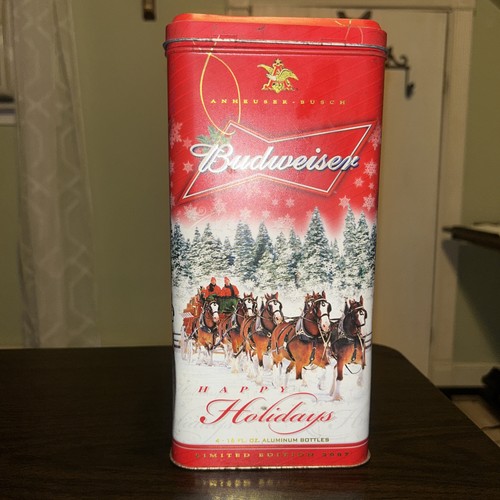 Budweiser Limited Edition 2007 Happy Holidays Aluminum Tin Empty