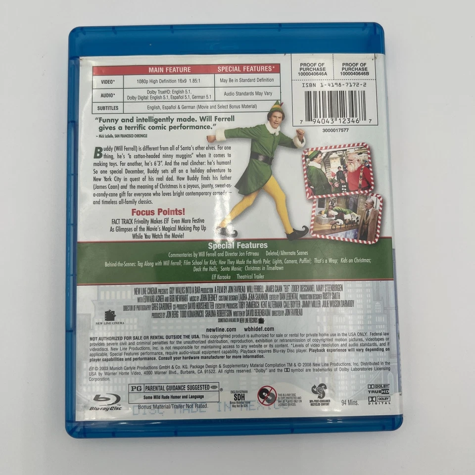 ELF (Blu-Ray) Will Ferrell James Caan Christmas Movie - Image 3 of 4