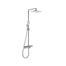 Triple shower system rainfall handheld showerheads stainless steel hose