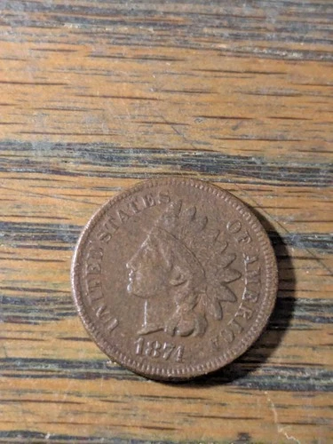 1874 Indian Cent XF With Feathers Liberty