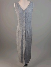 Express Tricot Womens Sz 11/12 Wool Blend Jumper Dress Lined Button Front Vtg