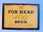 FOX HEAD "400" BEER TIN OVER CARDBOARD SIGN - VINTAGE 1940s ERA - BEAUTIFUL!!