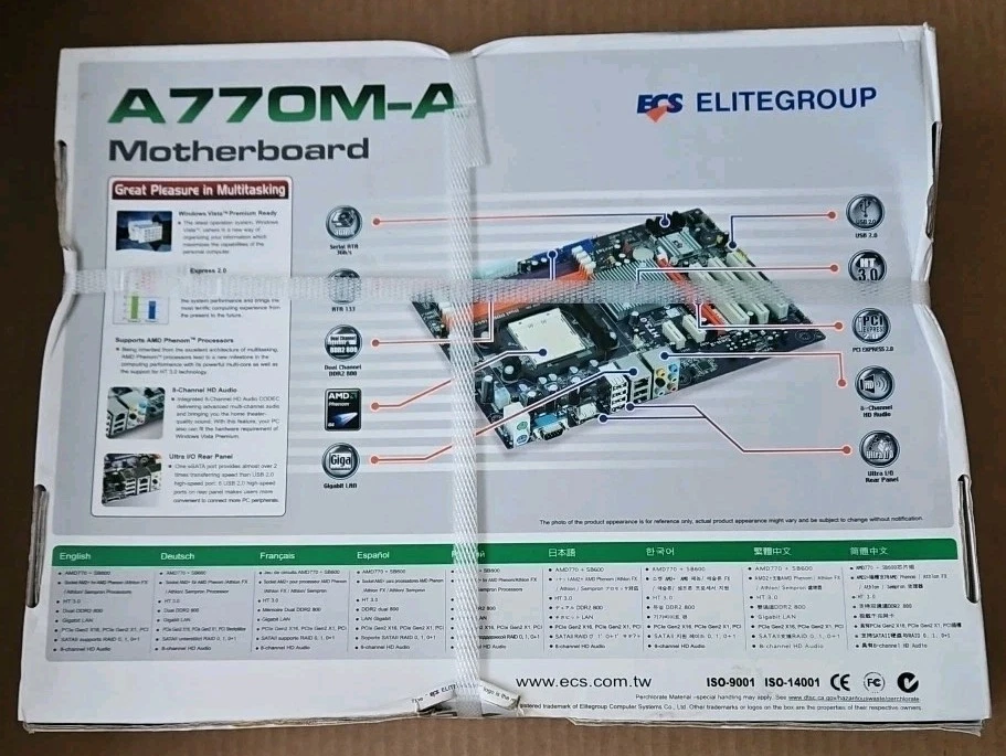 ECS Elitegroup A770M-A Motherboard AMD PCI Express 2.0 DDR2 800 SATA USB NEW - Image 2 of 3