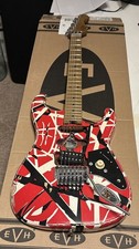 EVH Striped Series 6 String Electric Guitar - Red with Black Stripes Fender