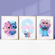 Personalisierte Stich Wandbilder Rosa Blau Schlafzimmer Kinderzimmer Engel Drucke 3er Set