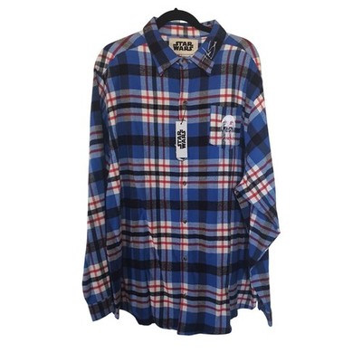 Cakeworthy Star Wars Han Solo Flannel Blue Plaid Never Tell Me The Odds 4XL New
